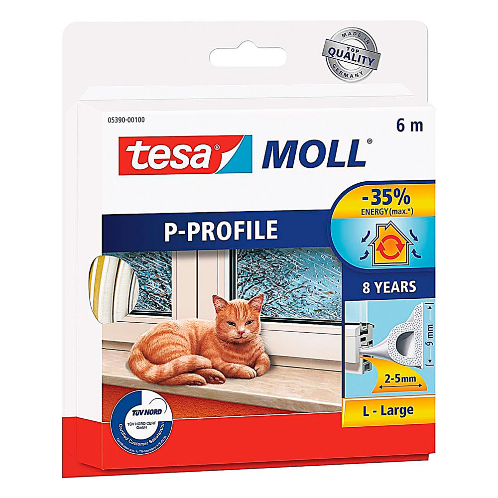 Burlete Poliéster Perfil P Blanco Tesamoll 6x9 5463