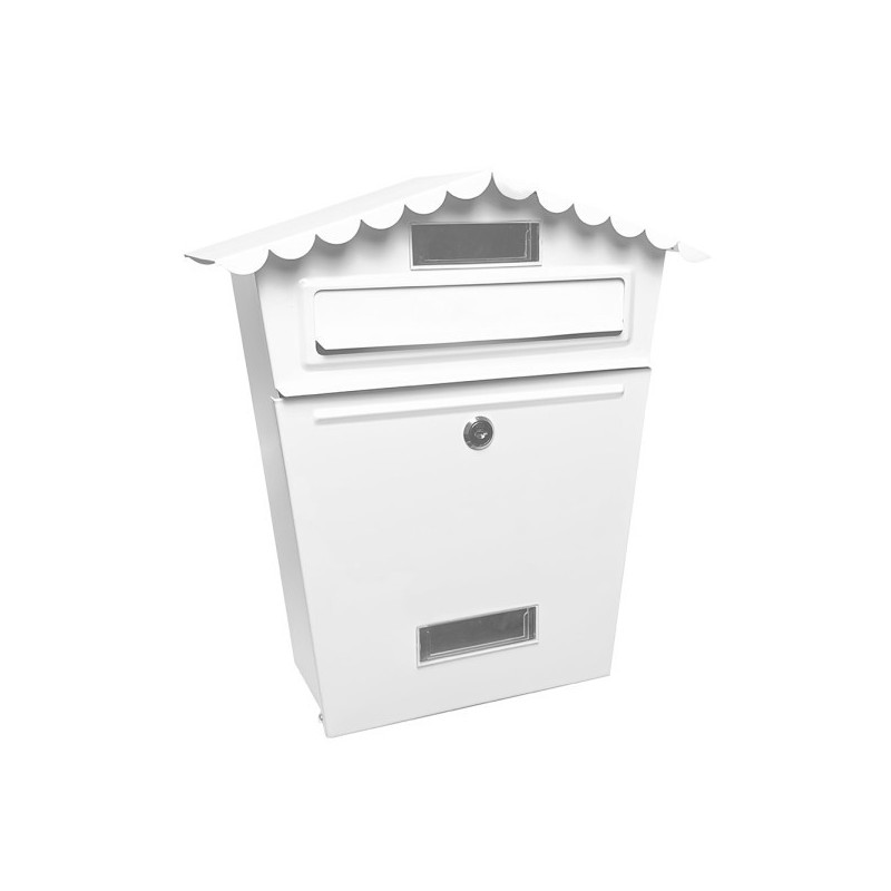 Buzon De Correo Frida Acero Galvanizado Blanco 36x32x10 Cm Tejado Antilluvia, Ventana Visualizacion