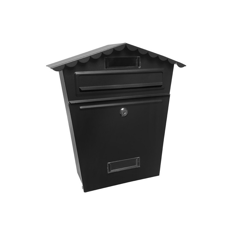 Buzon De Correo Frida Acero Galvanizado Negro 36x32x10 Cm Tejado Antilluvia, Ventana Visualizacion