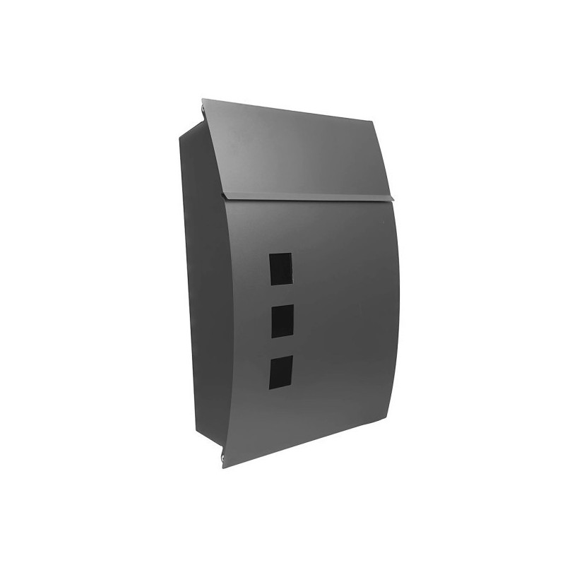 Buzon De Correo Mate Acero Galvanizado Gris 45x31x10 Cm De Diseño Antilluvia, Cerradura Cilindrica