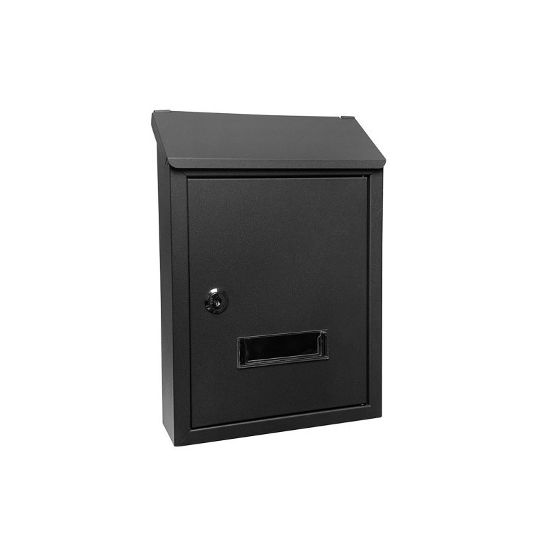 Buzon De Correo Milena Acero Galvanizado Negro 30x21x7 Cm Cerradura De Cilindro Tapa Antilluvia