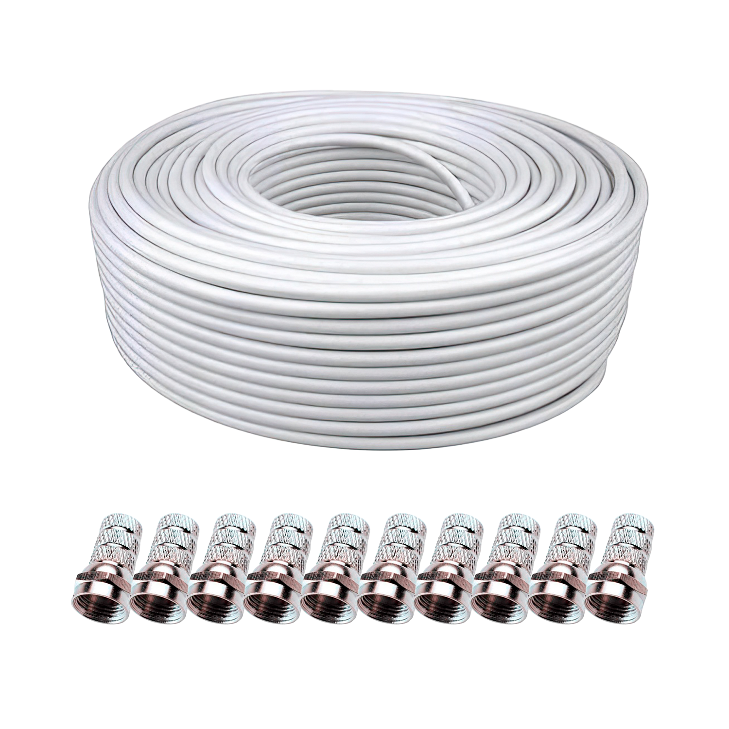 Cable Antena Coaxial Doble Blindaje 5 Mm 50 M Blanco