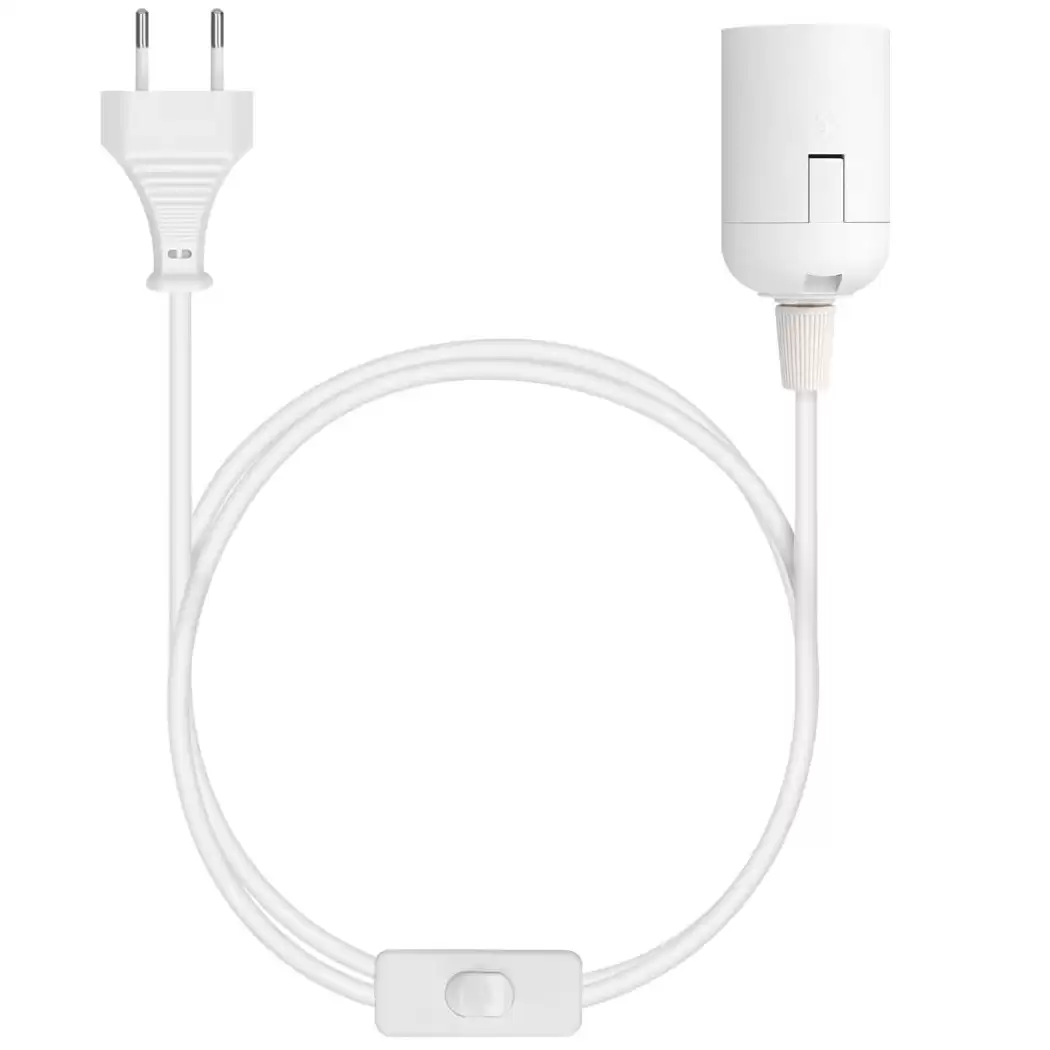 Cable De Alimentacion Portalamparas E27 Con Interruptor 2 M Blanco