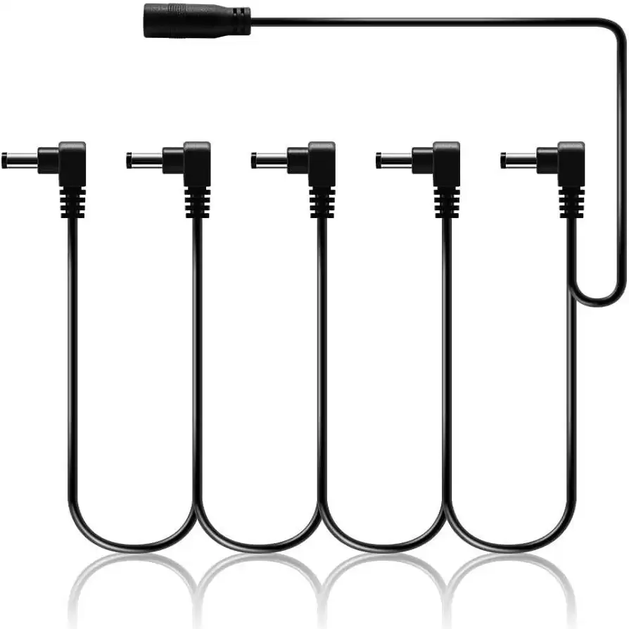 Cable Divisor Corriente DC 9V De 5 Salidas 5.5x2.1mm  Negro