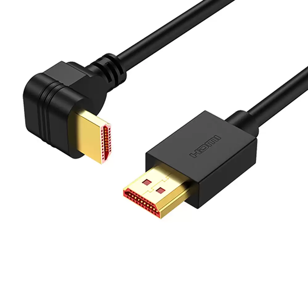 Cable Hdmi Acodado 270 Grados Contactos Dorados 4K 2 M Negro