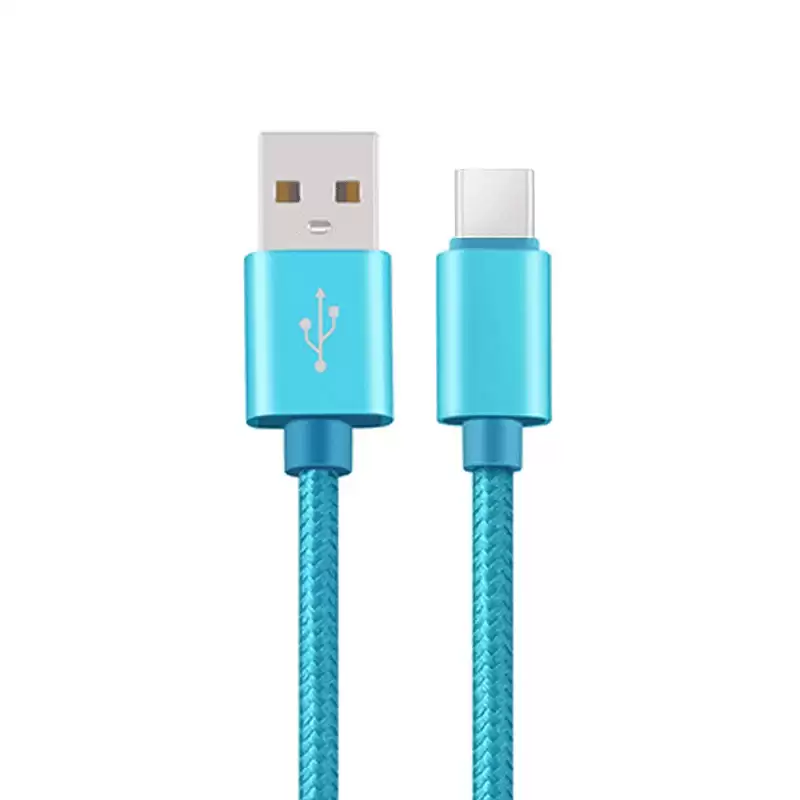 Cable USB C Carga Rápida Y Sincronización Nylon Trenzado 3 M Azul 2A