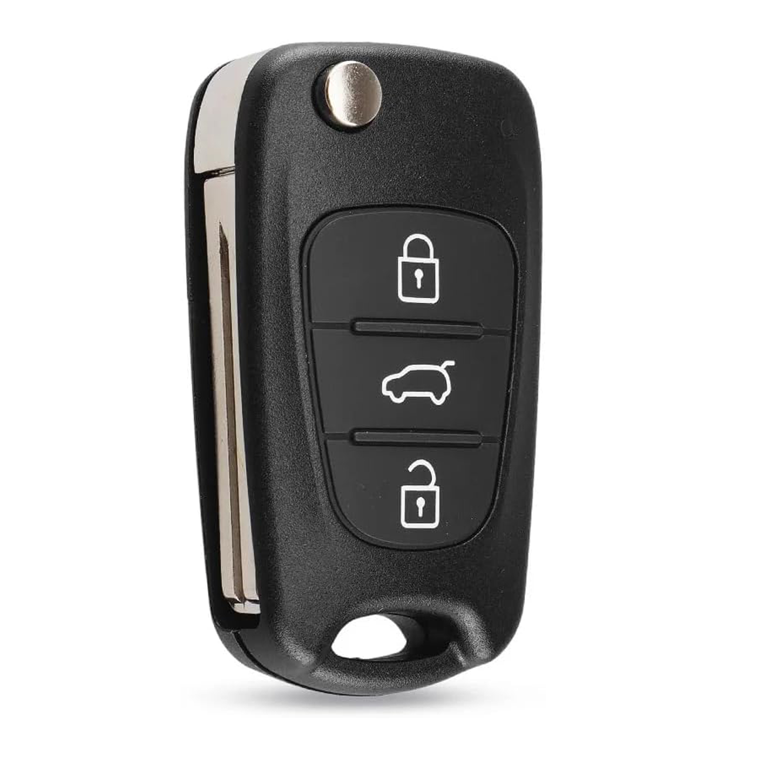 Carcasa Mando Llave Coche 3 Botones Compatible Con Hyundai Negro  Negro
