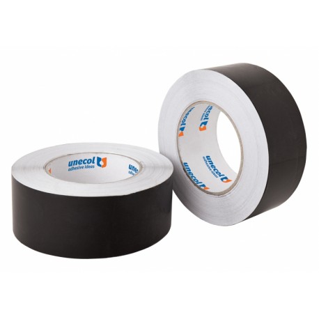 Rollo de cinta de aluminio negro 50 m x 50 mm. 50 micras - UNECOL