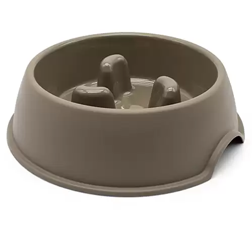 Comedero Perro Plastico Redondo Antigloton Comer Lentamente Marron