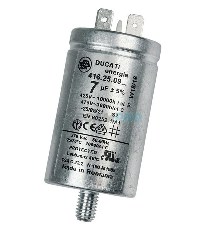 CONDENSADOR SECADORA LAVADORA CANDY, HOOVER, OTSEIN, 7 MF 425V  41039164