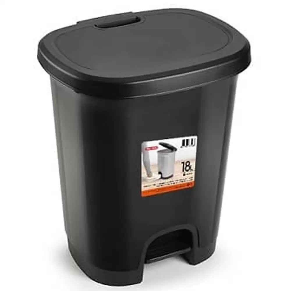 Cubo Basura Plastico Apertura Pedal 18 Litros Negro