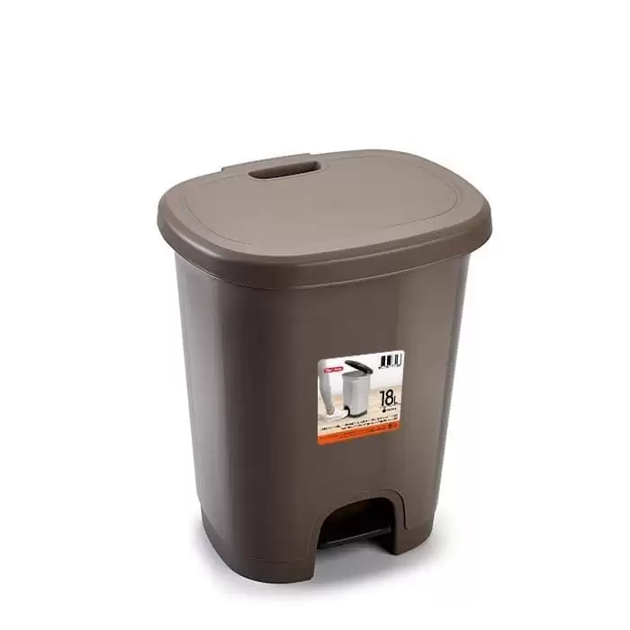 Cubo Basura Plastico Apertura Pedal 18 Litros Marron