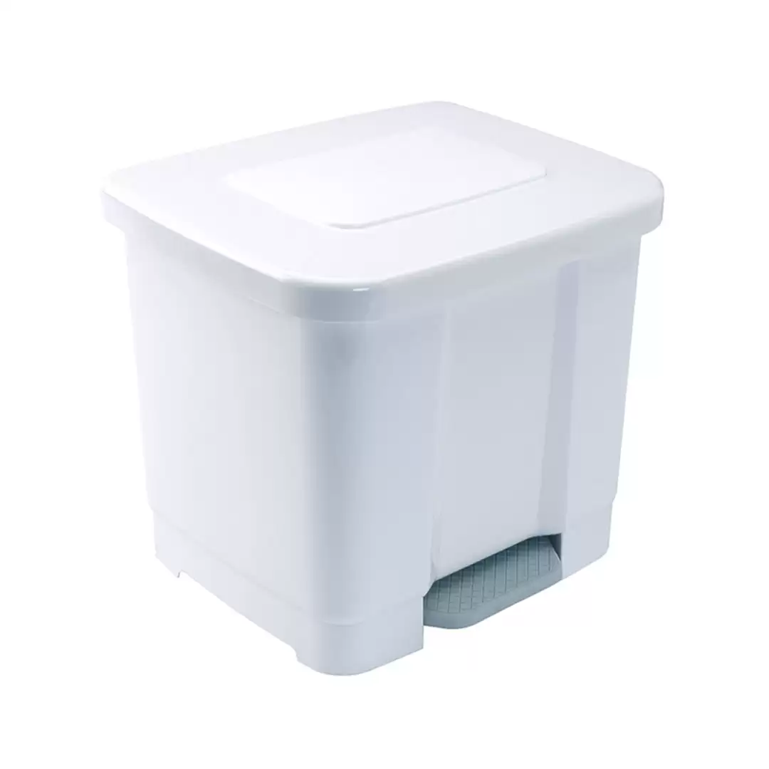 Cubo Basura Reciclaje Plastico Apertura Pedal 35 Litros Blanco