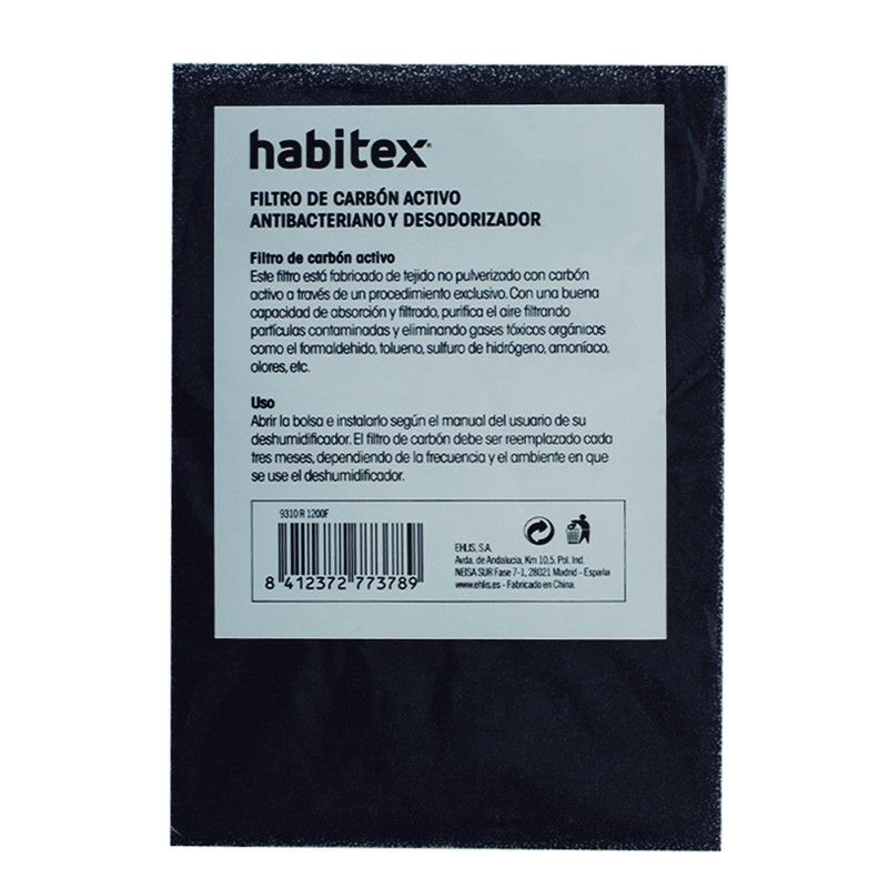 Deshumidificador HABITEX H-1200. Filtro Carbon Act. Deshumi.H1200.Habitex 9310R1200F