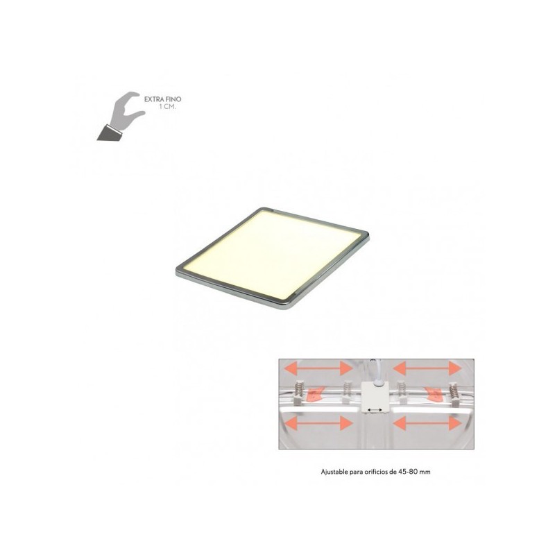 Downlight 8w 4000k Cromo Providencia 586lm 1x11,8x11,8 Cm De Empotrar Corte Ajustable 4,5x4,5-8x8 Cm