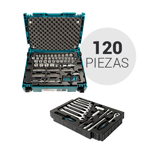 Consumibles para herramientas - Set 120 piezas MAKITA E-08713 de Vasos Llaves y Carracas