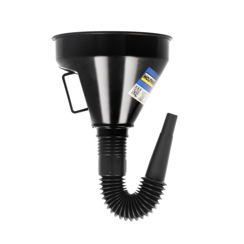 Embudo Boca Ancha 145 mm. Con Prolongador Flexible y Filtro Metálico