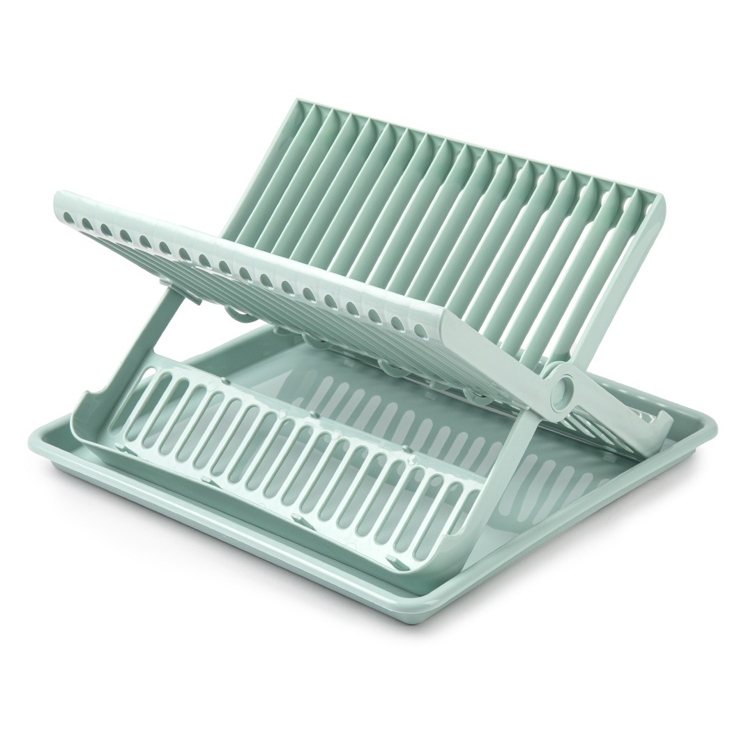 Escurreplato Plegable De Plastico Con Bandeja Verde Claro