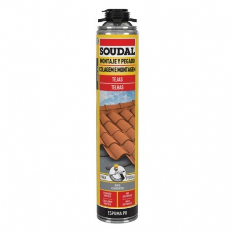 Espuma de poliuretano soudal tejas para pistola gris 750ml