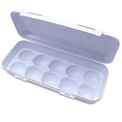 Huevera De Plastico Para 10 Huevos Con Tapa Blanco