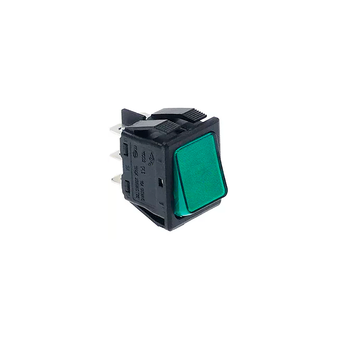 interruptor basculante 30x22mm verde 2CO 250V 16A iluminado empa
