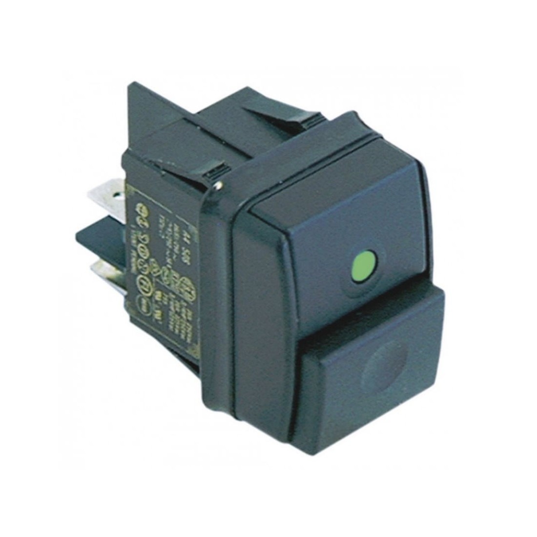 interruptor pulsante medida de montaje 30x22mm verde 2NO 250V 12A empalme conector Faston 6,3mm 301082