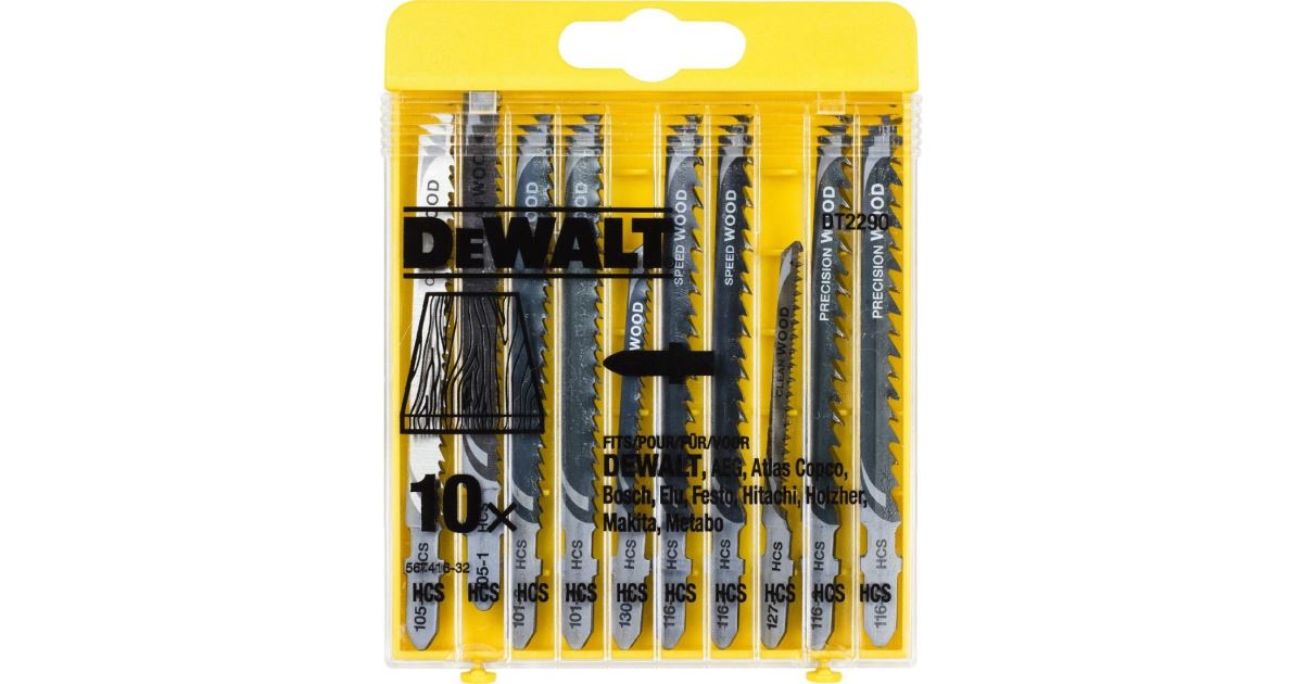 Juego de cortadoras de madera DeWALT / T101B, T119BO, T101AO, T111C, T144D, T144DP / (10 piezas) DT2290