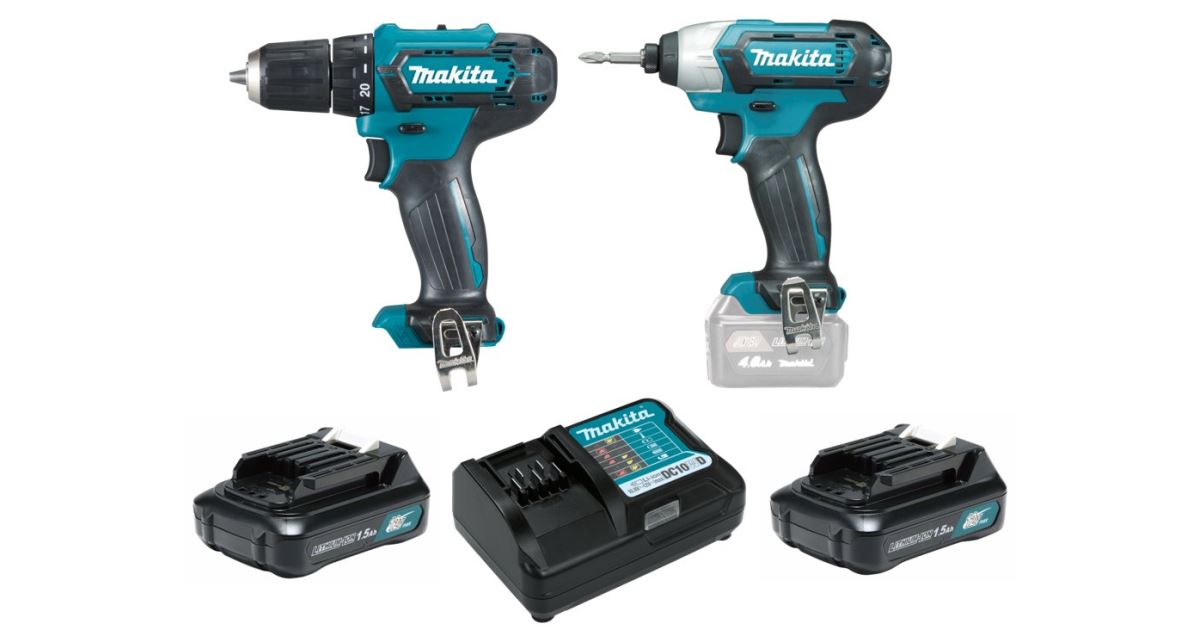 Juego de máquinas MAKITA AKU: destornillador DF333 y llave dinamométrica TD110 en estuche de aluminio CLX224X