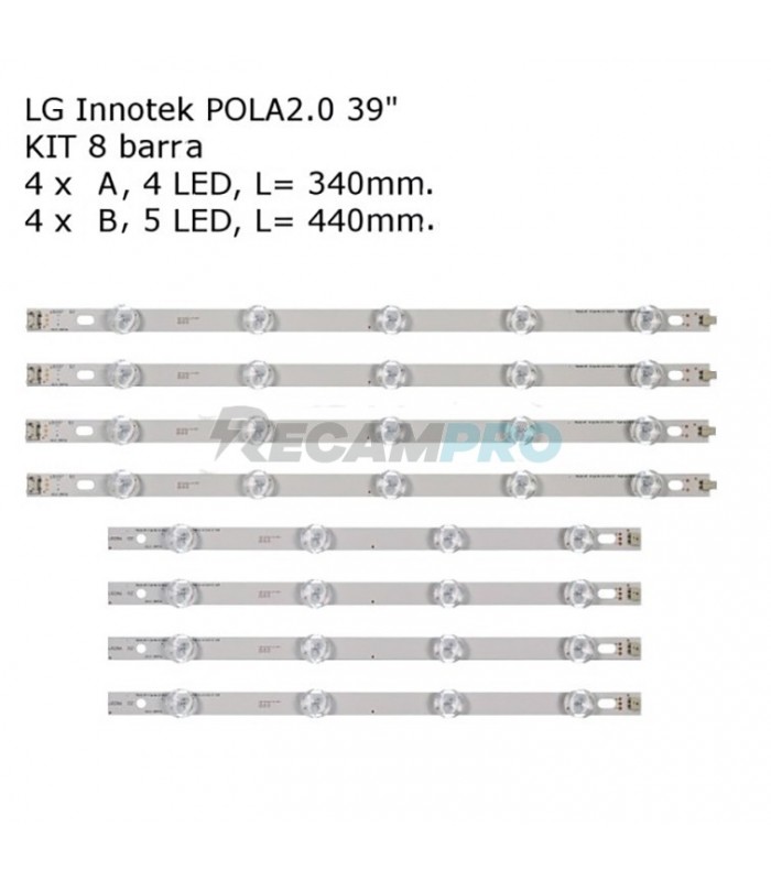 KIT TIRAS DE LED PANTALLA DE 39 PULGADAS (4A+4B) AGF78400401