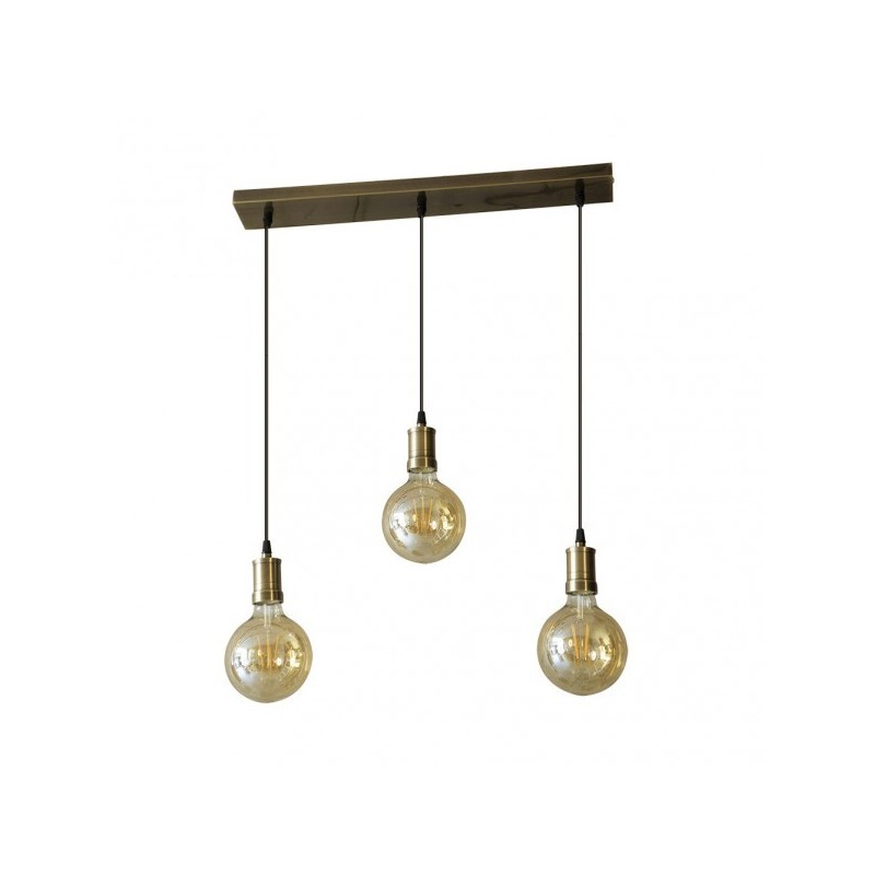 Lampara Celso 3xe27 Cuero/ambar Bombillas Incluidas 24w 2700k 2250lm Regx64x13 Cm