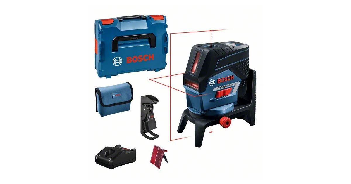Láser cruzado + soporte giratorio + soporte de pared + L-Boxx BOSCH GCL 2-50 C + RM2 + clip BM 3 + L-Boxx 136 0601066G03