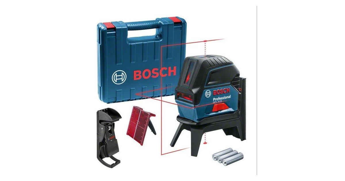 Láser cruzado + soporte + soporte universal (nuevo) + estuche BOSCH GCL 2-15 + RM 1 + soporte + estuche 0601066E02