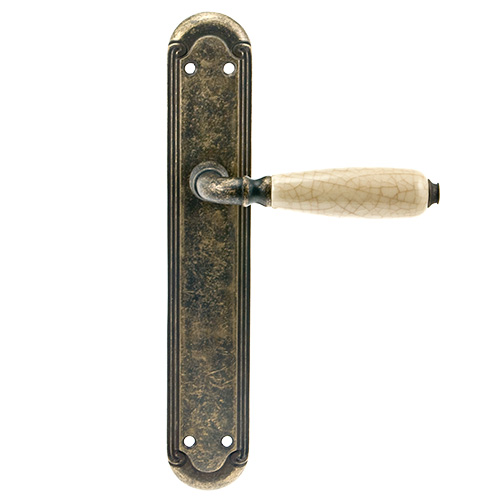 Manivelas con placa - Juego Manivelas con Placa Marfil Craquelé Envejecida