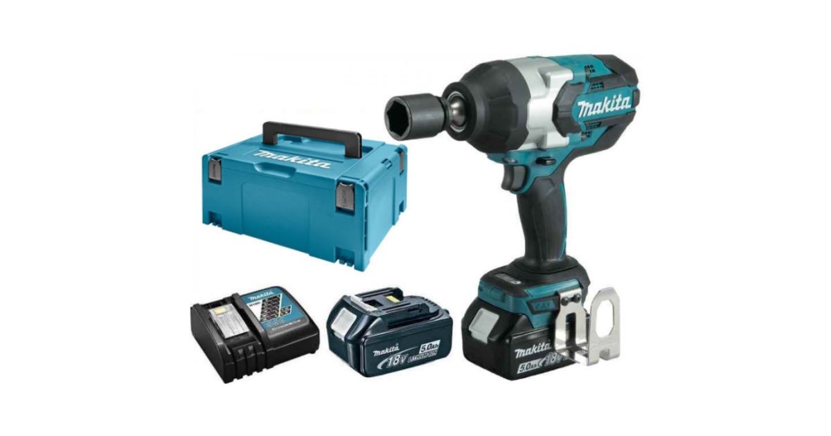 Makita Atornillador de impacto inalámbrico 3/4" Li-ion LXT 18V/5.0Ah DTW1001RTJ