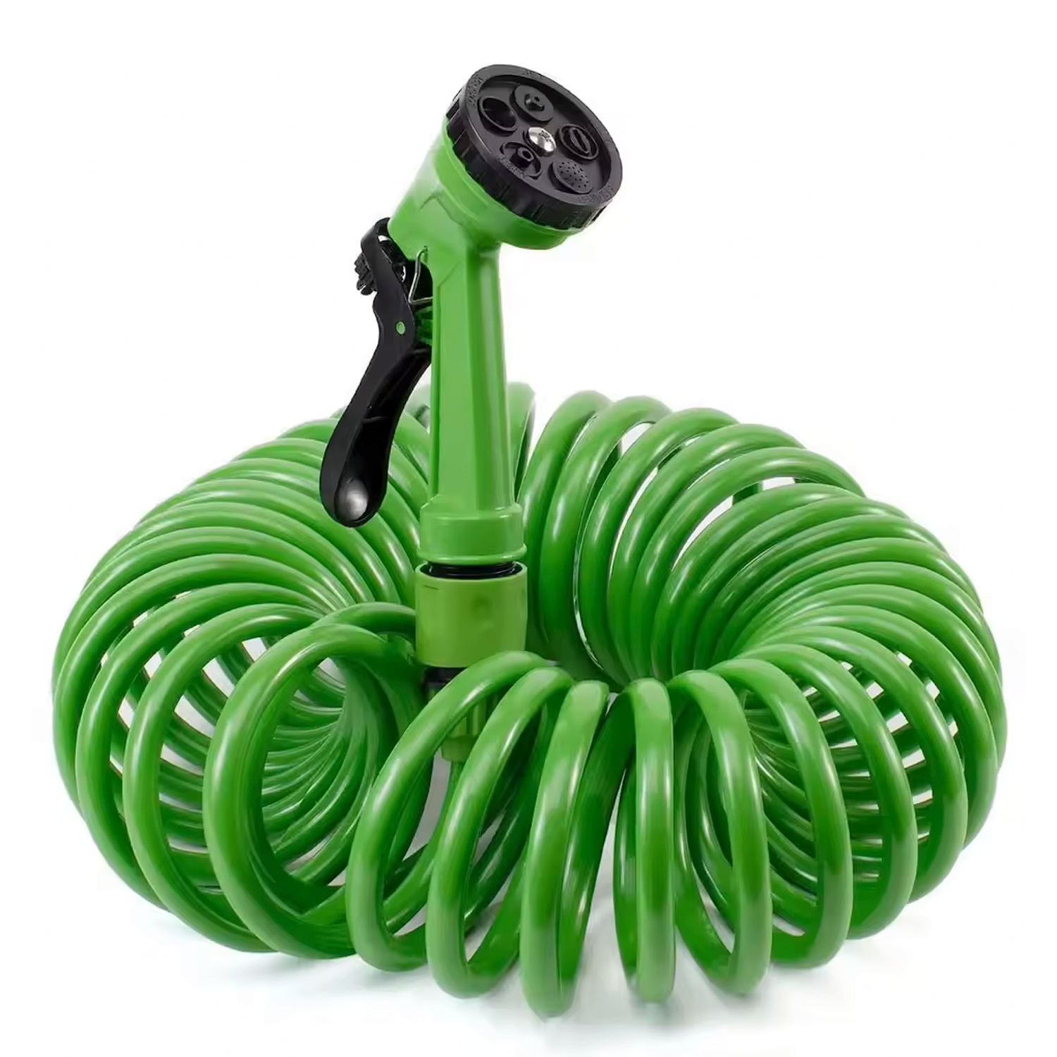 Manguera En Espiral Extensible Hasta 15 Metros Incluye Pistola Verde