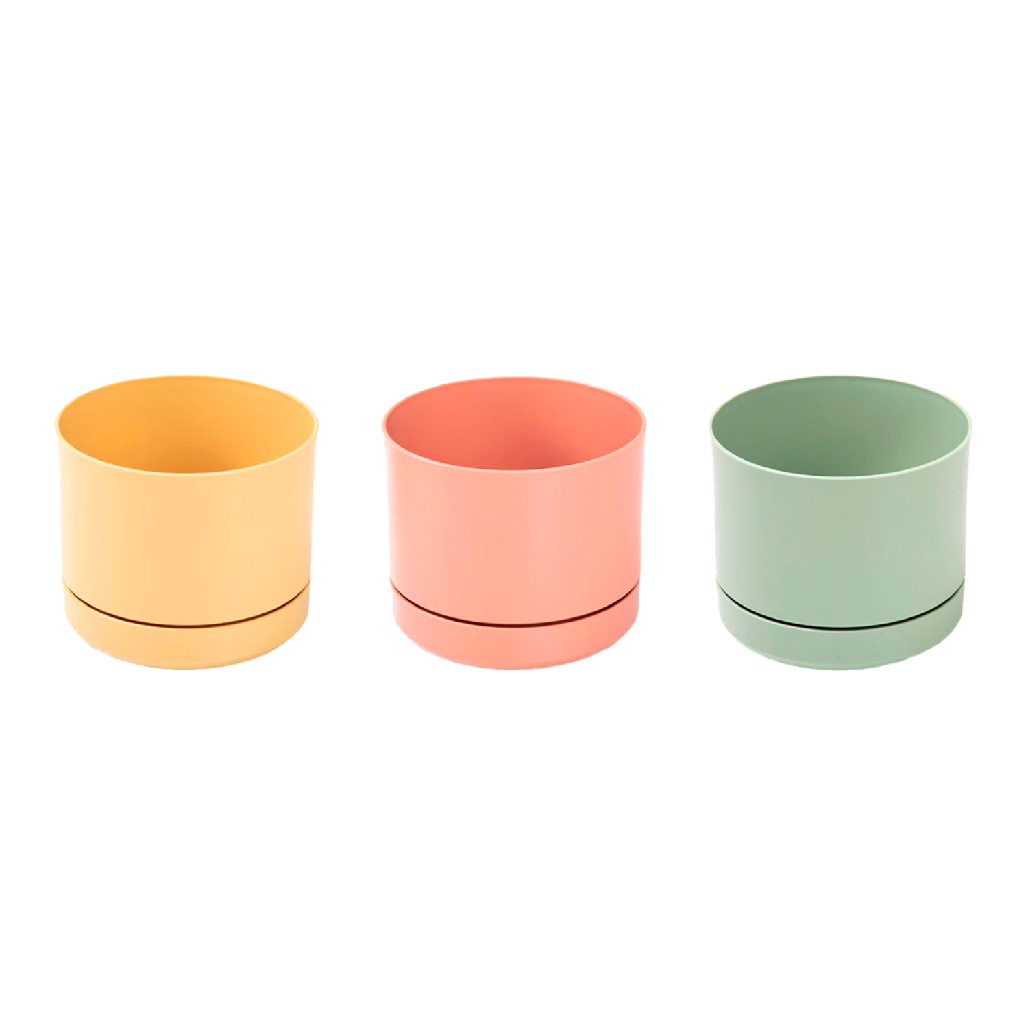 Mini Maceta Con Plato 12 Cm Pack 3 Unidades Colores Pasteles