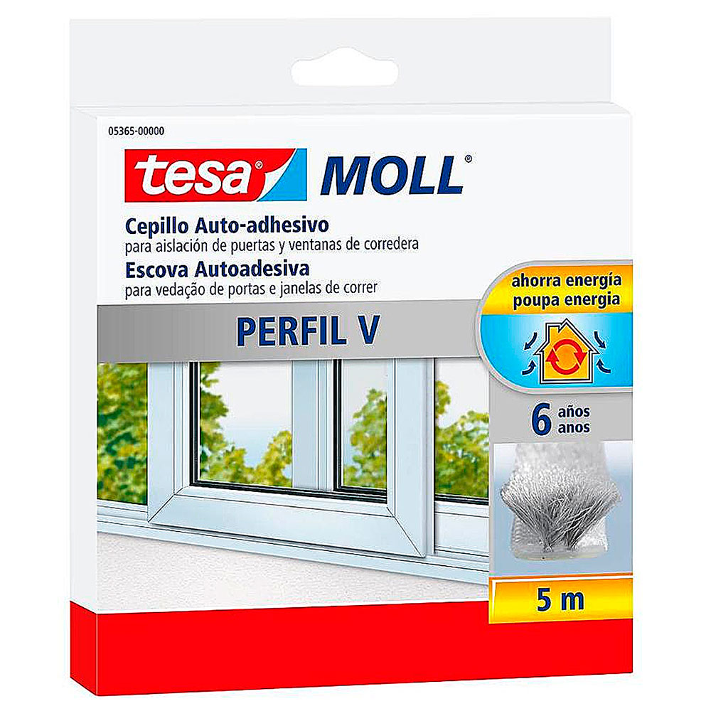 Burlete Cepillo V para Correderas 5 m Gris