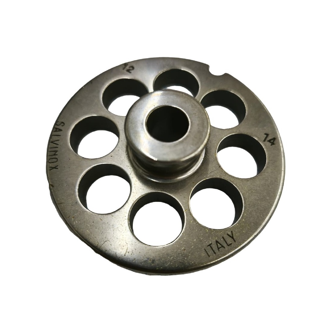 Placa Picadora de carne 12 Taladro 14mm con pivote 1 muesca Inoxidable Enterprise Salvinox