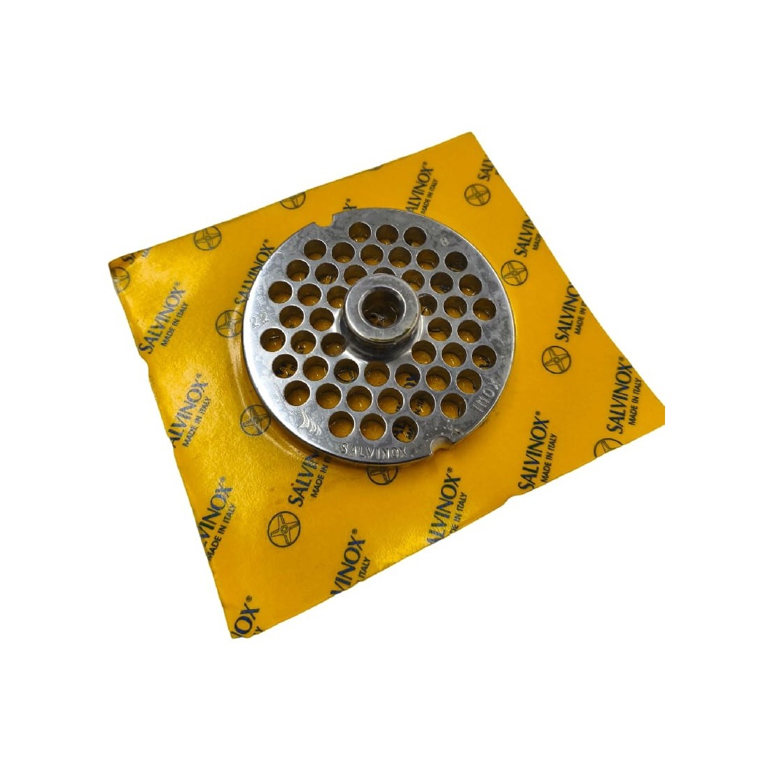 Placa Picadora de carne 22 Taladro 8mm con pivote 2 Muescas Inoxidable Enterprise Salvinox
