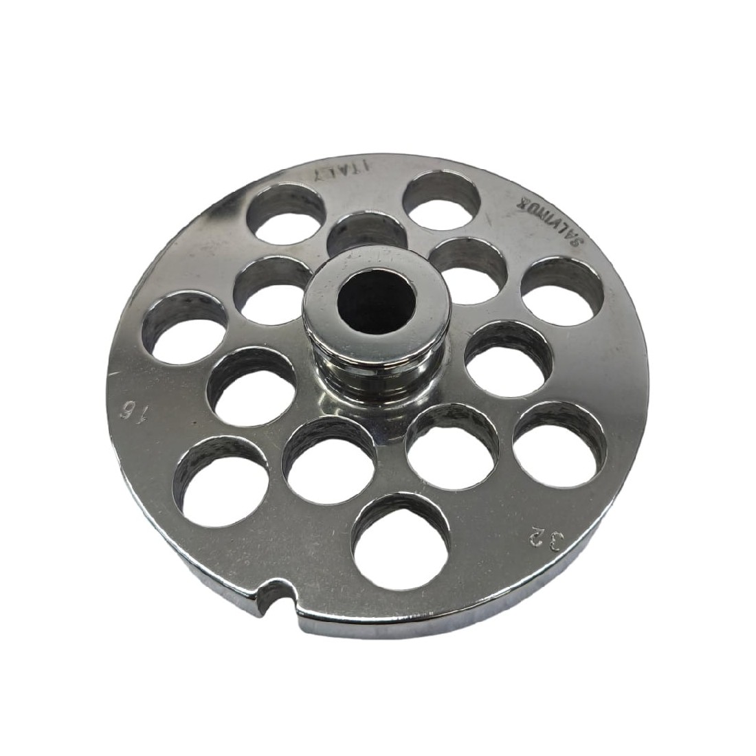 Placa Picadora de carne 32 Taladro 16mm con pivote 1 muesca Inoxidable Enterprise Salvinox Italy
