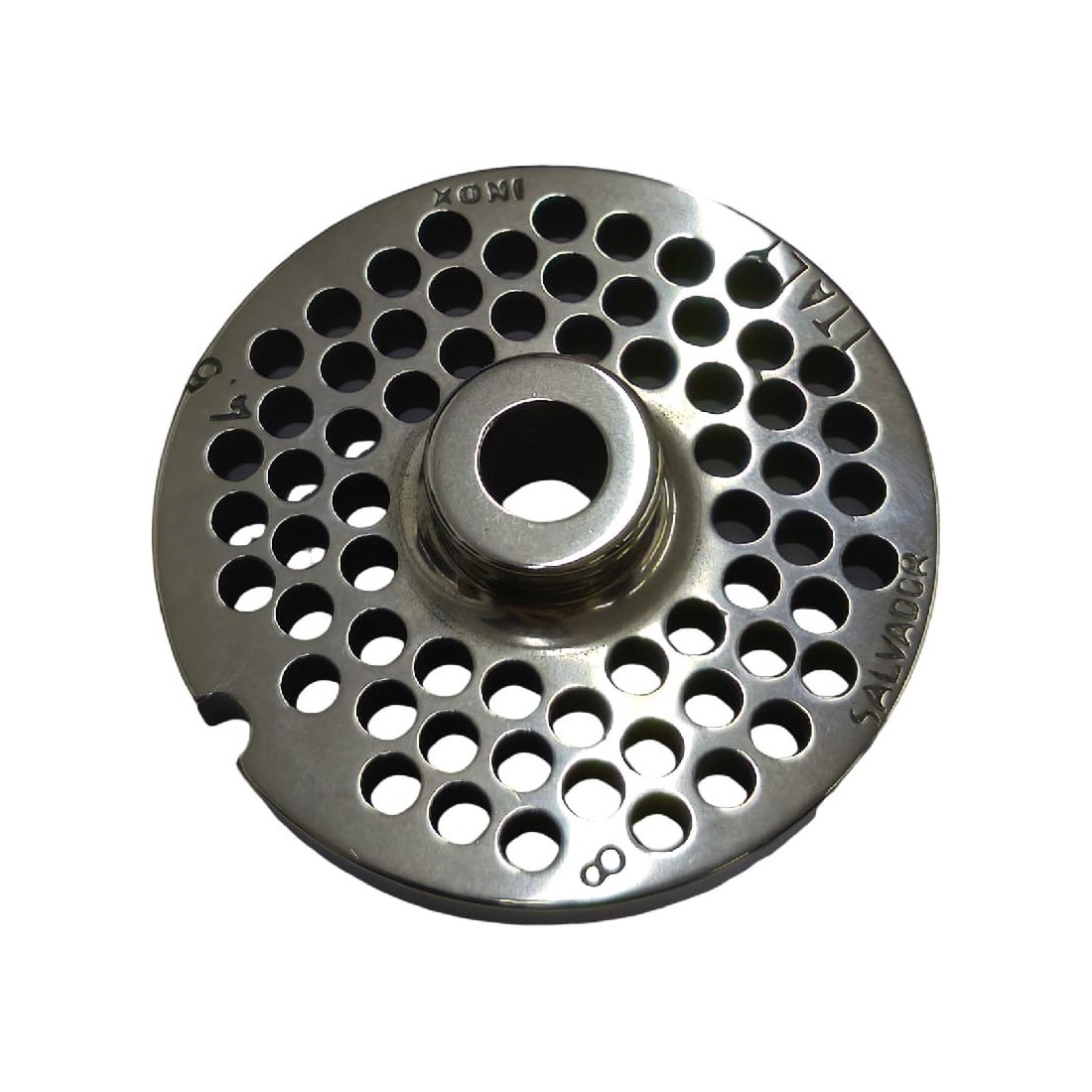 Placa Picadora de carne  8 Taladro 4,5mm con pivote 1 Muesca Inoxidable Enterprise