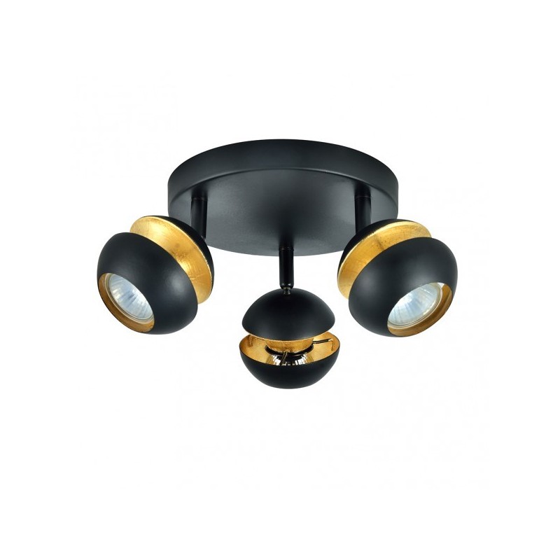 Plafon Beethoven 3xgu10 Negro/oro 14x22x22 Cm