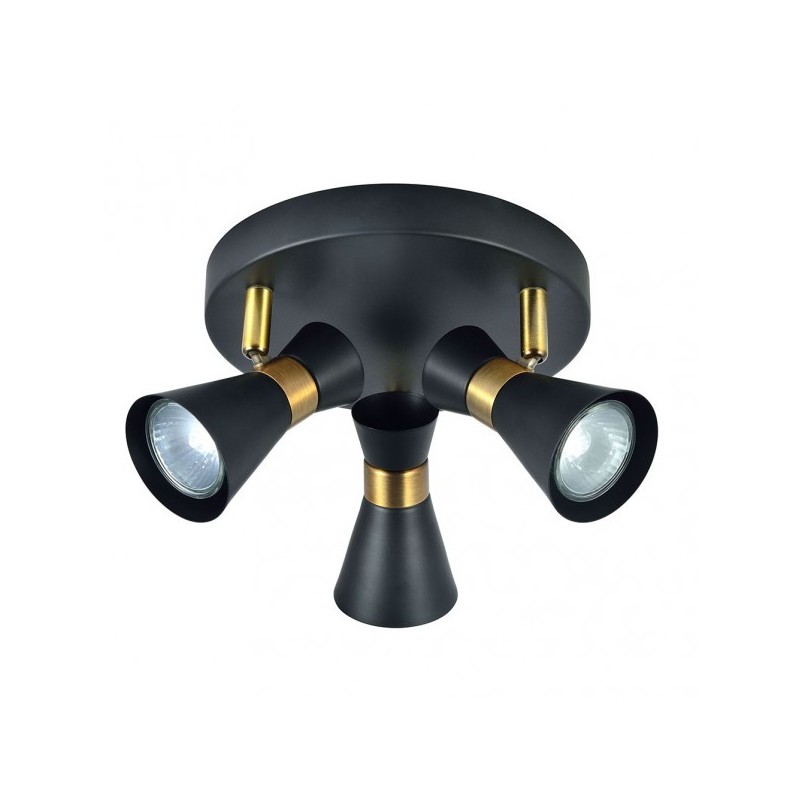 Plafon Maximo 3xgu10 Negro/cuero 13x20x20 Cm