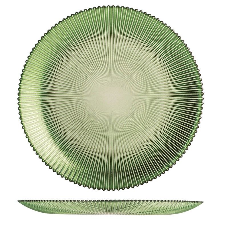 Plato Hondo Vidrio Groove Verde 22Cm. 243Y182 Pengo