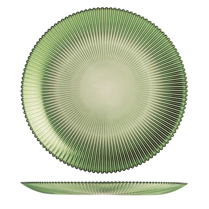 Plato Postre Vidrio Groove Verde 21Cm. 243Y184 Pengo