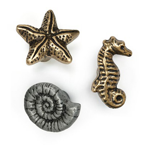 Pomos mueble - Pomo Fossil Caracol, Caballito y Estrella de Mar