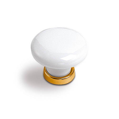 Pomos mueble - Pomo Porcelana Blanca 950 Base Dorada