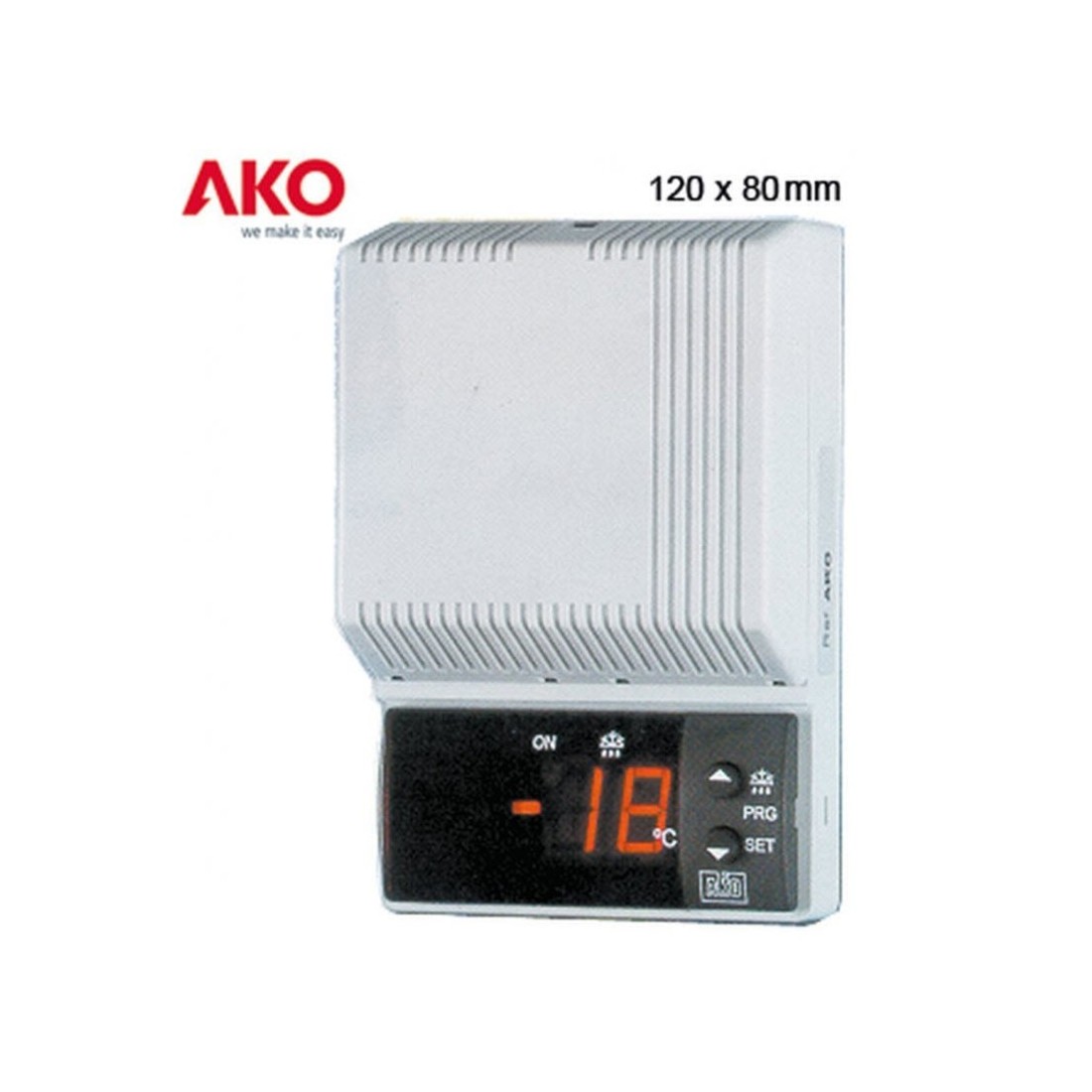 regulador electrónico AKO tipo 14615 80x120x37mm alimentación 230Vc.a. tensión AC NTC