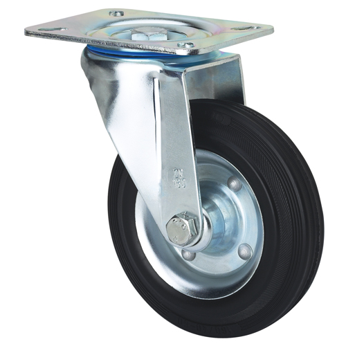 Ruedas - Rueda ALEX Goma Negra con Pletina Serie ZV-BS