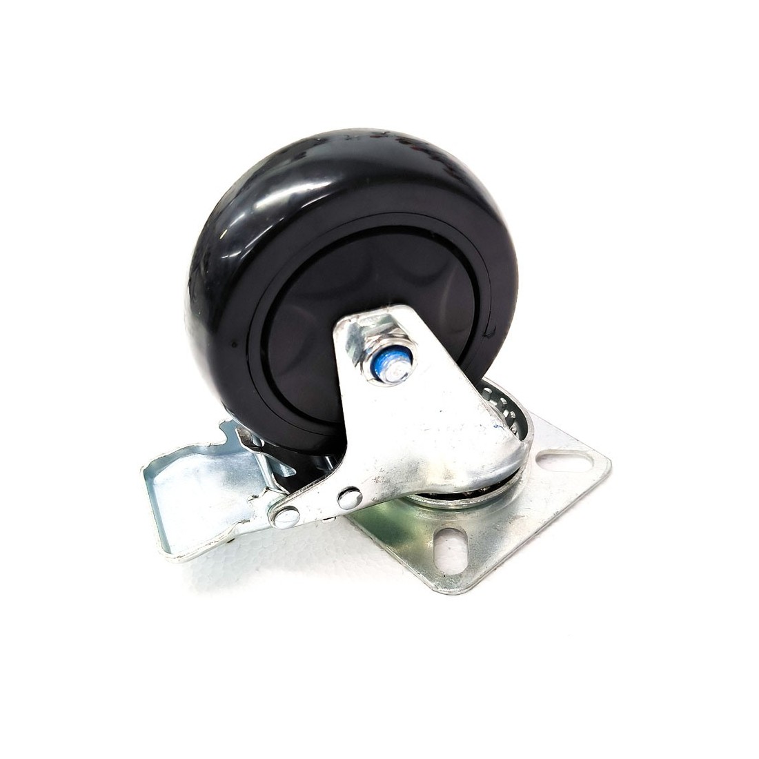 Rueda pivotante fibra ø 98mm H128mm Base 90x90mm Taladros 11x20mm con Freno